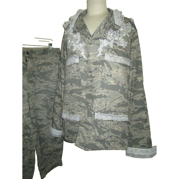 Army Pants - XL Halloween Costume Lace Embellished Military Army Combat Uniform Digital Camo